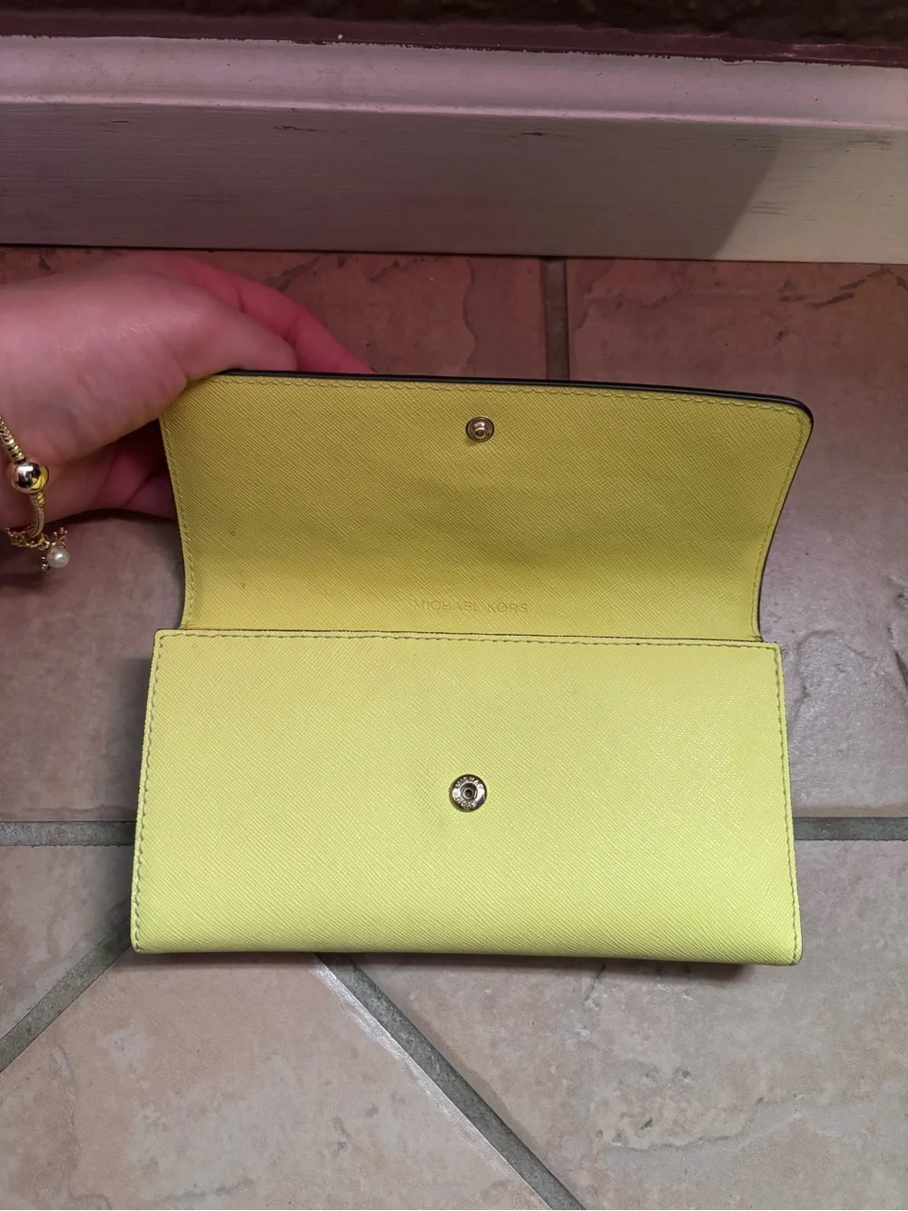 Michael Kors Bright Yellow Saffiano Leather Continental Wallet - Picture 2 of 4